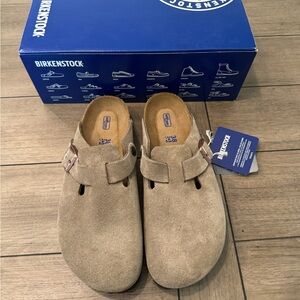 Birkenstock Boston Clogs Taupe Suede